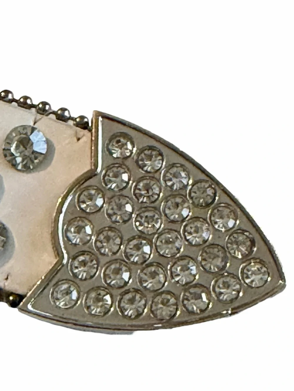 White Rhinestone Studded Western Belt Sz 42 Crystal Buckle Y2K Glam Bling Belt